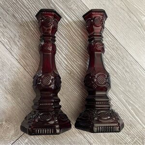 Vintage Avon Cape Cod Candlesticks Goth Gothic Victorian Red